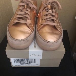 Rose gold Clark sneakers size 9